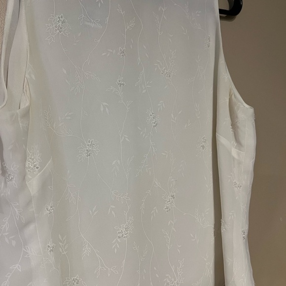 Rena Rowan Ivory A Line Key Hole Back Sleeveless Beaded Floral Design Size 12 - Picture 2 of 7